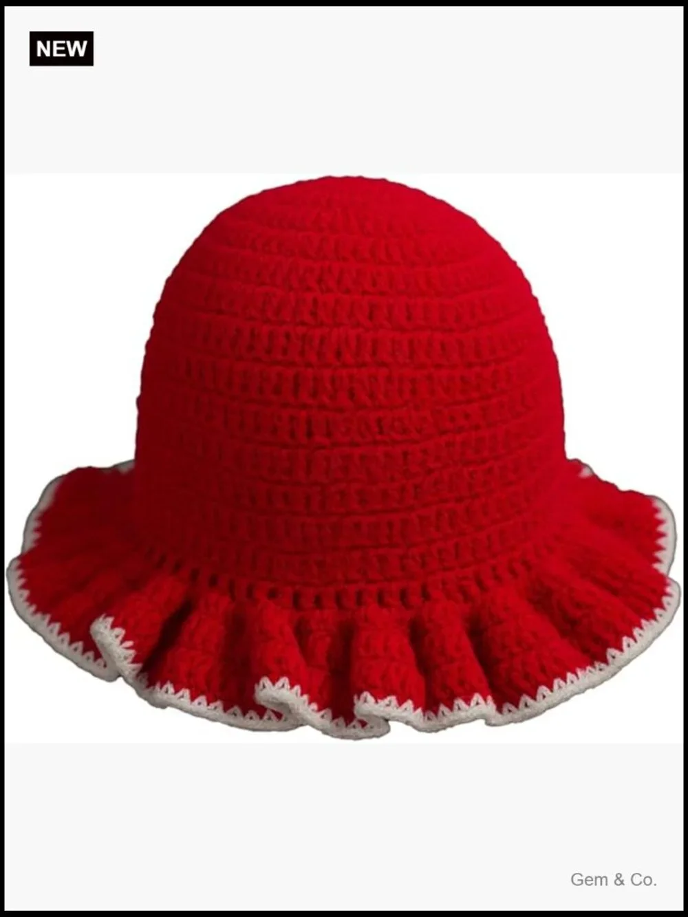 Handmade Crochet Bucket Hat with Ruffled Brim for Women